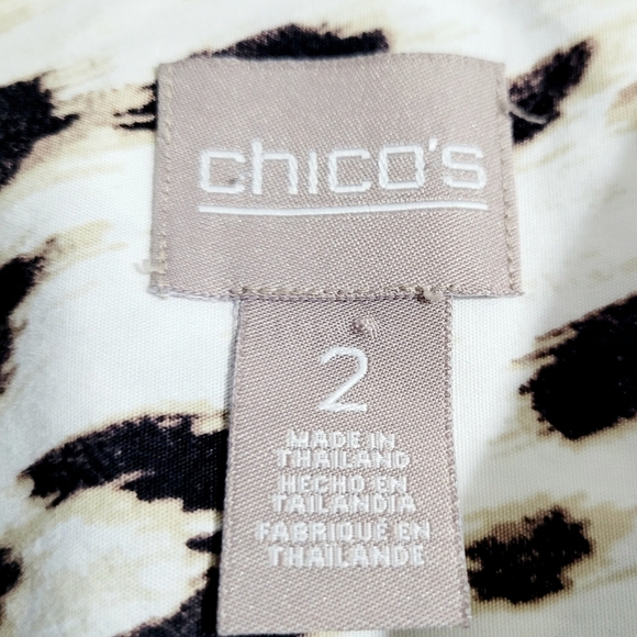 Chico’s Women Size XL Button Front Leopard Print Blouse 100% Cotton 3/4 Sleeve - Picture 10 of 13